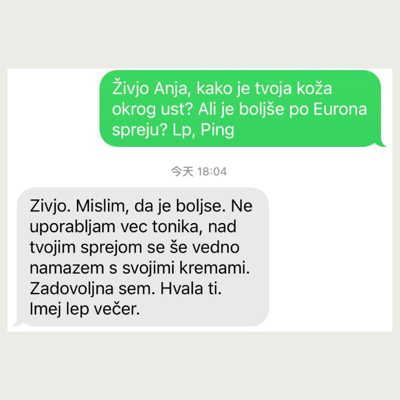 Zivjo. Mislim, da je boljse. Ne uporabljam vec tonika, nad tvojim sprejom se še vedno namazem s svojimi kremami.
Zadovoljna sem. 

